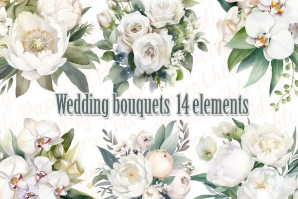 Download Wedding Bouquet Watercolor White Flowers - Premium Resources