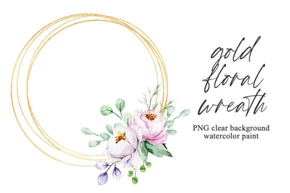 Download Gold Frame, Floral Wreath with Flowers. - Floral Collection