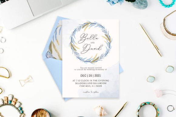 Download Blue Floral Watercolor Wedding Template - Floral Collection