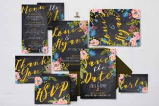 Download Black Floral Wedding Invitation Suite - Floral Collection