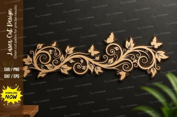 Download Floral Butterfly Border Laser Cut Svg - Floral Collection